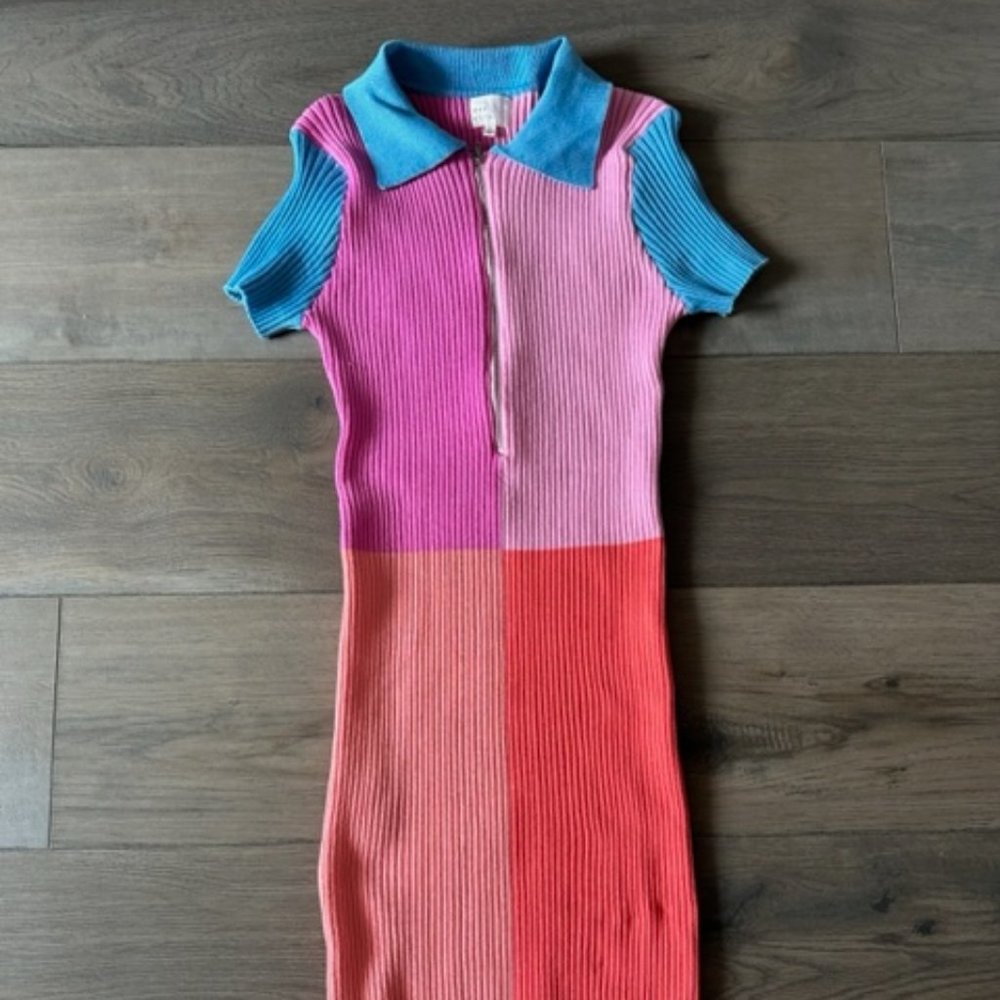 DEE ELLY WOMEN'S COLOR BLOCKED MID LENGTH DRESS